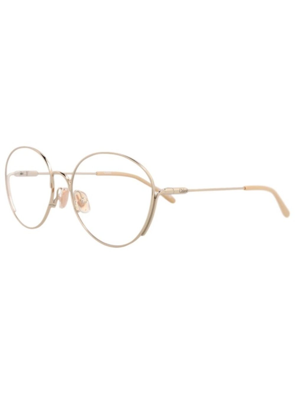New Chloé Women's Eyeglasses Cat Eye Metal Frame Gold Gold Transparent